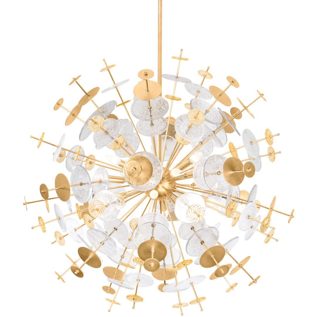 Gleason 12 Light 40.5 inch Vintage Gold Leaf Chandelier Ceiling Light