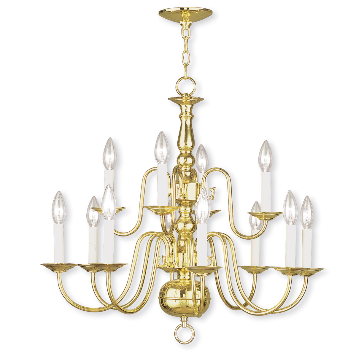 Williamsburgh 12 Light 26 inch Polished Brass Chandelier Ceiling Light