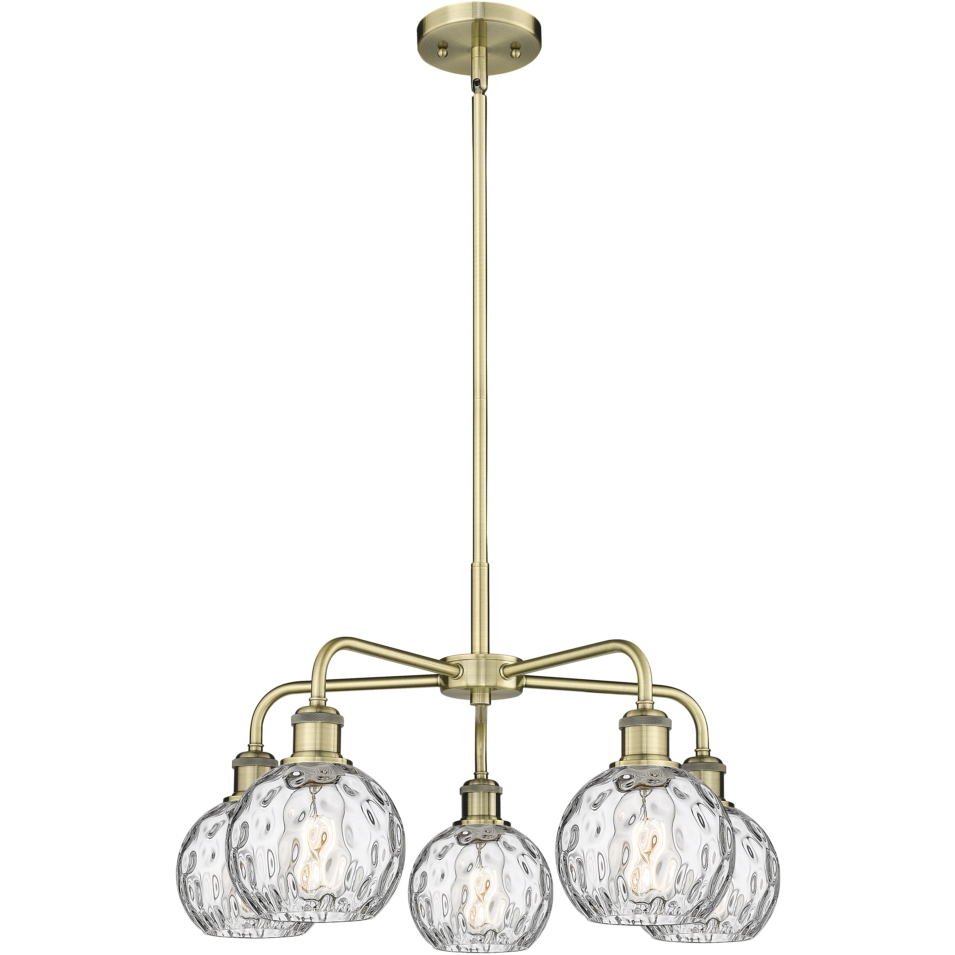 Athens Water Glass 5 Light 23.88 inch Antique Brass Chandelier Ceiling Light