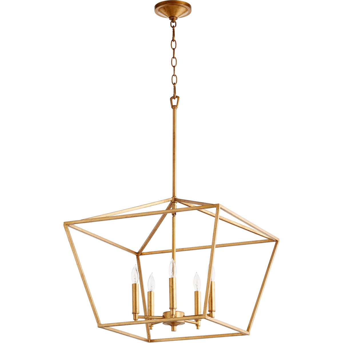 Gabriel 5 Light 21 inch Gold Leaf Nook Ceiling Light, Quorum Home