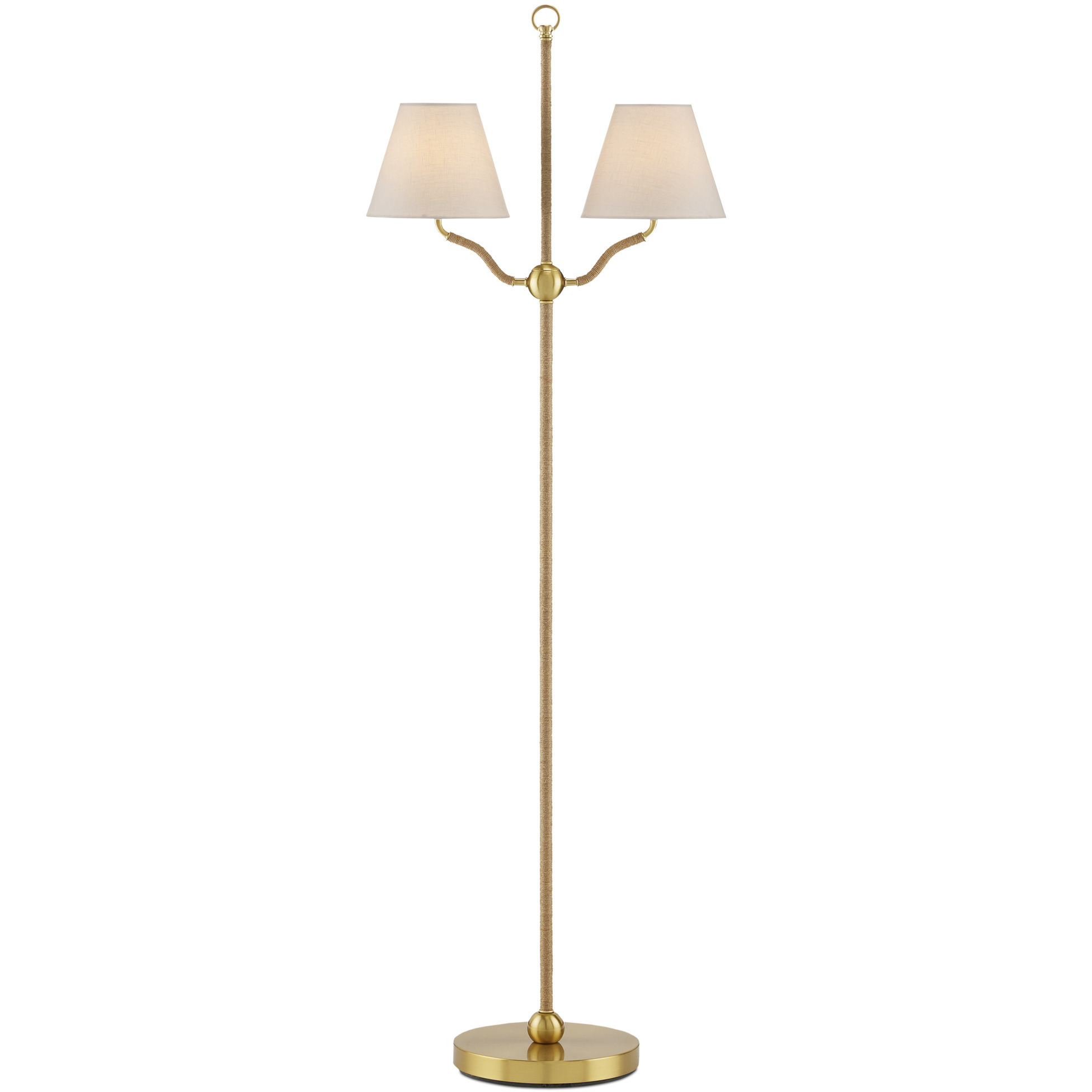 Sirocco 56 inch 60 watt Antique Brass and Natural Floor Lamp Portable Light