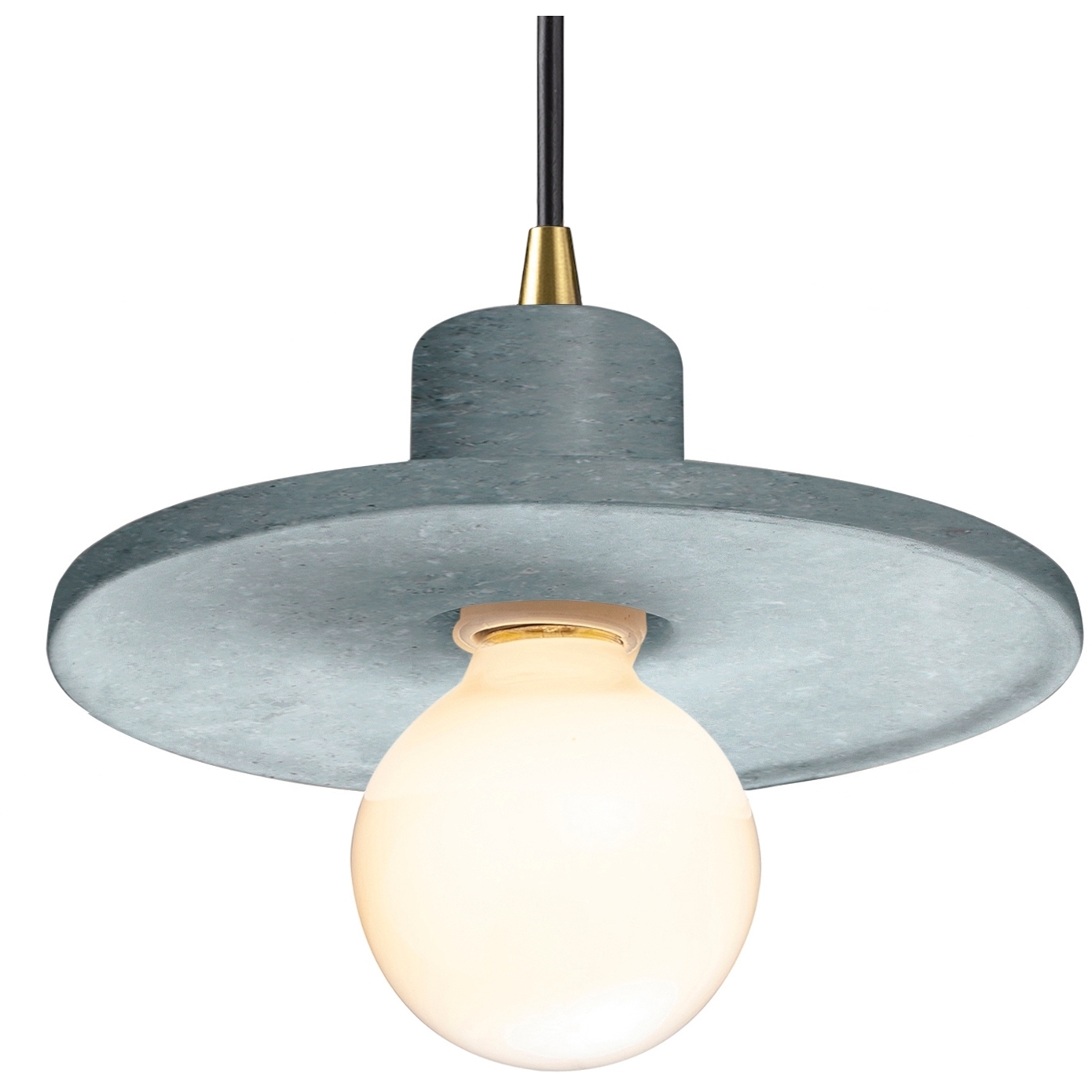 Radiance Collection 1 Light 8 inch Concrete Pendant Ceiling Light in Black Cord, Antique Brass