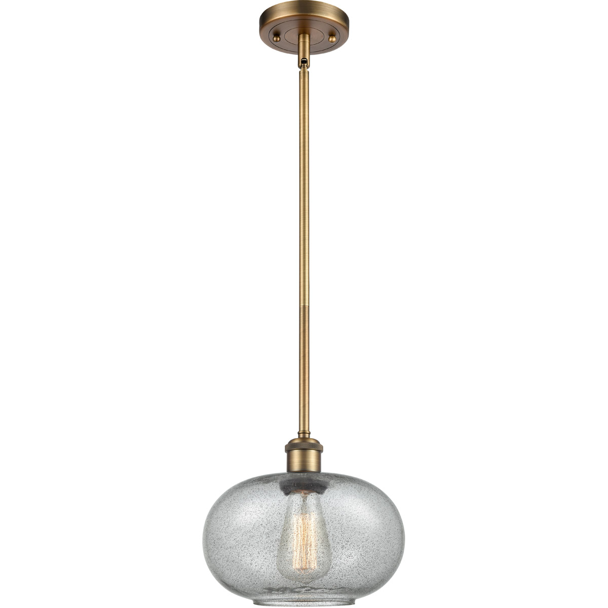 Ballston Gorham LED 9.5 inch Brushed Brass Pendant Ceiling Light in Charcoal Glass, Ballston