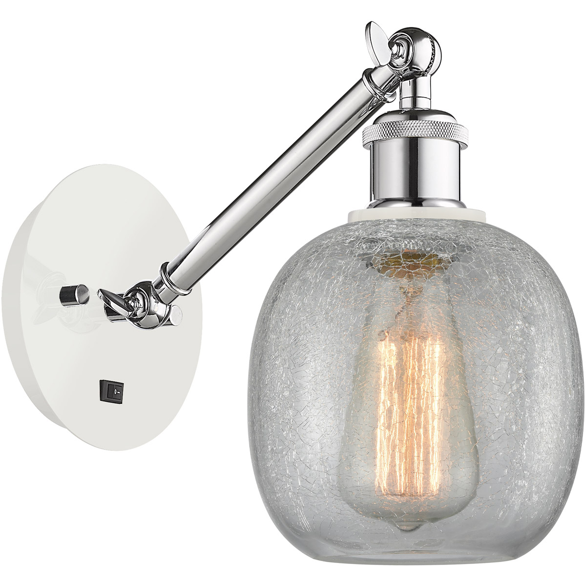 Ballston Belfast LED 6 inch White and Polished Chrome Sconce Wall Light in Clear Crackle Glass