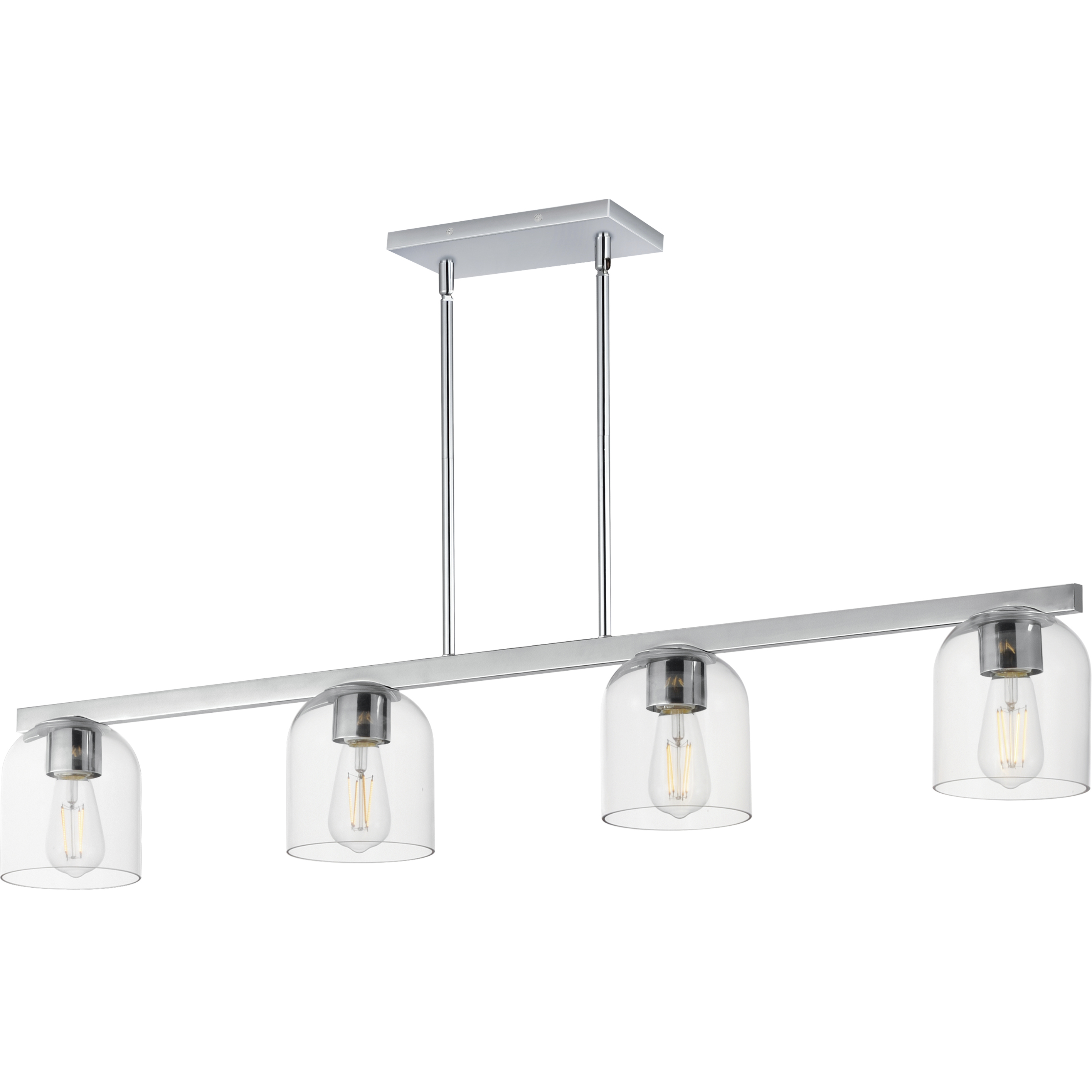 Scoop 4 Light 46 inch Polished Chrome Linear Pendant Ceiling Light in Clear