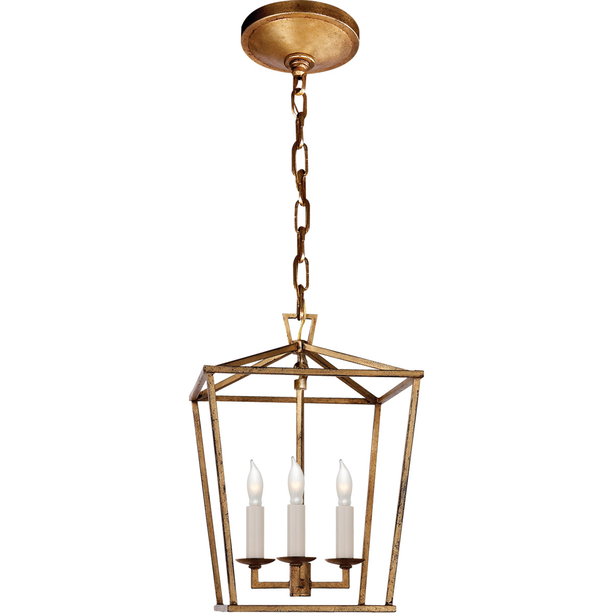Chapman & Myers Darlana 3 Light 9.75 inch Gilded Iron Lantern Pendant Ceiling Light