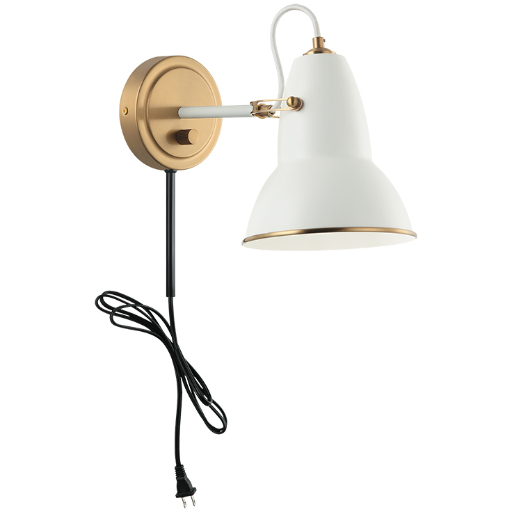 Buzz 1 Light 6.5 inch White Wall Sconce Wall Light in Aged Gold Brass and White