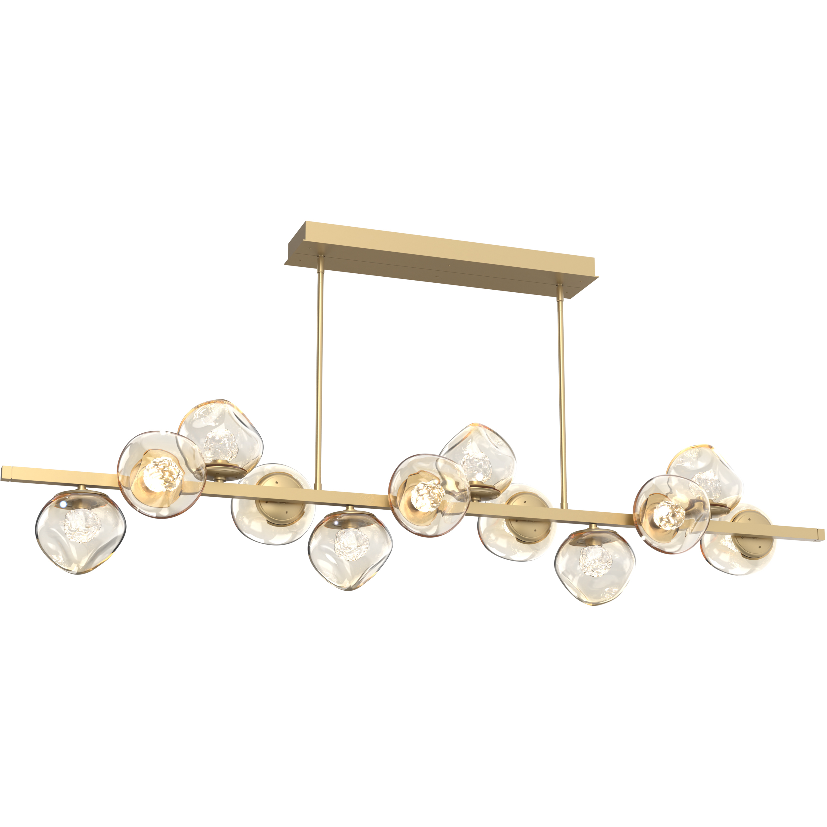 Luna LED 72 inch Gilded Brass Chandelier Ceiling Light in 2700K LED, Floret Inner - Amber Outer, Twisted Branch