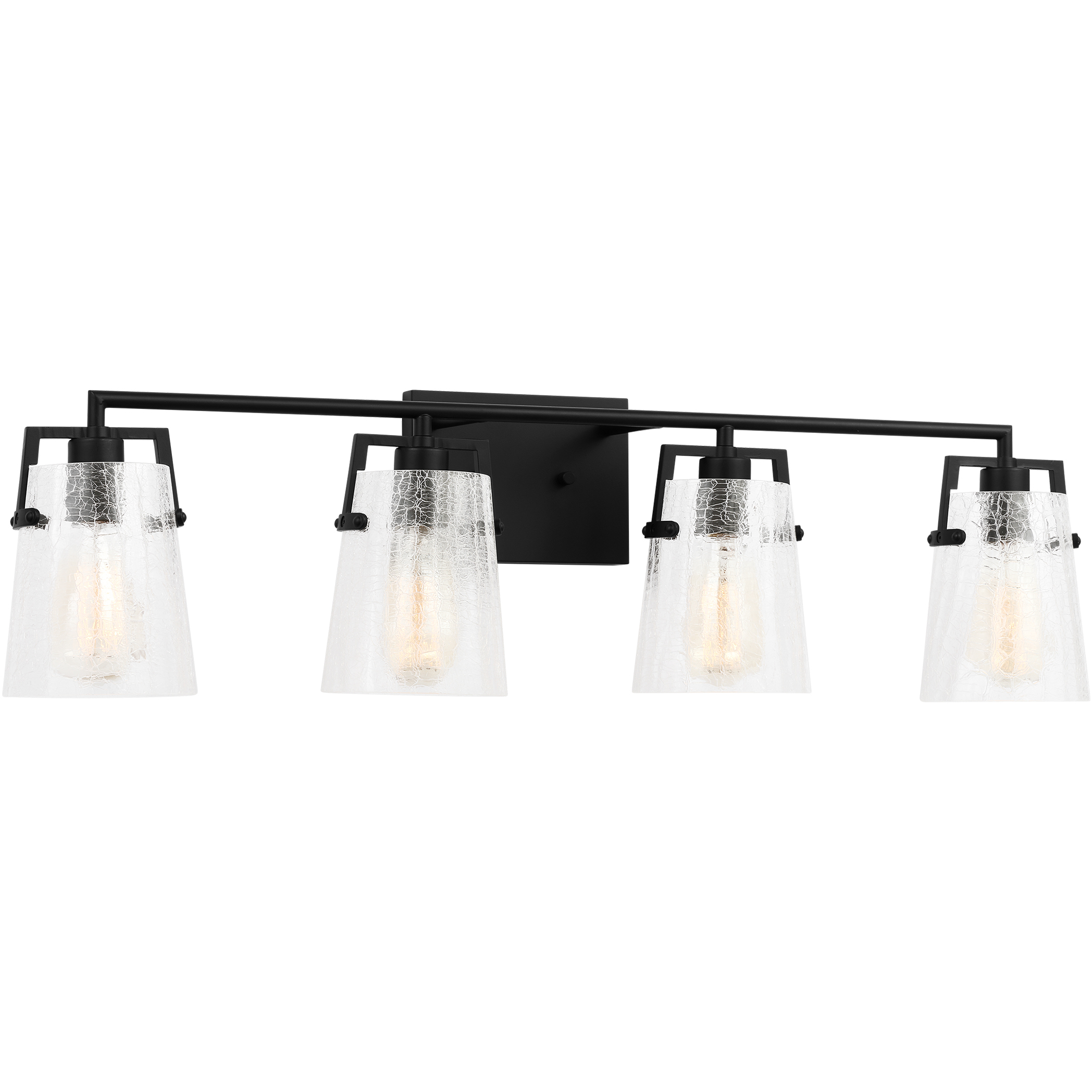 Drew & Jonathan Crofton 4 Light 33.38 inch Midnight Black Vanity Light Wall Light in Clear Crackle Glass