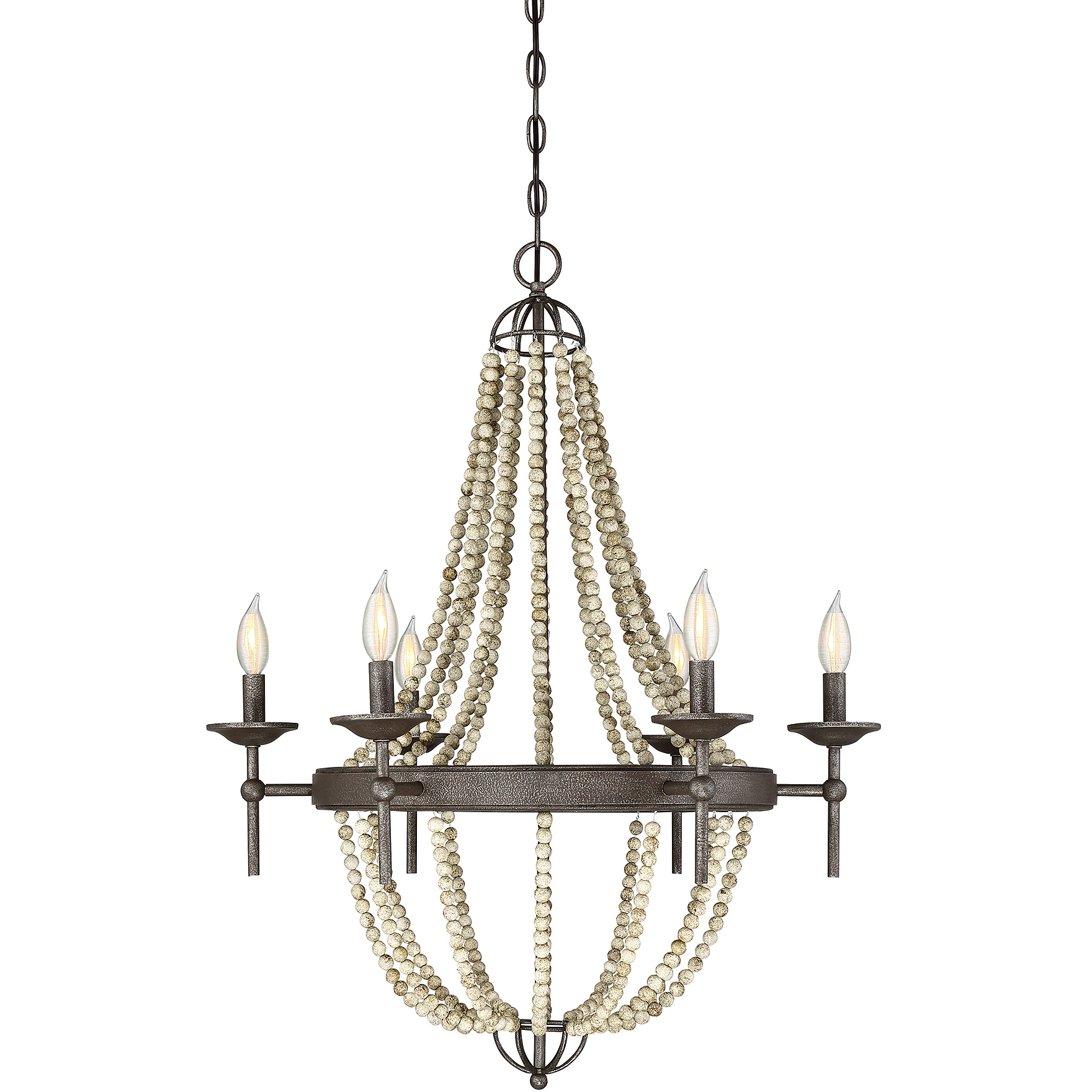 Bohemian 6 Light 26 inch Fossil Stone Chandelier Ceiling Light