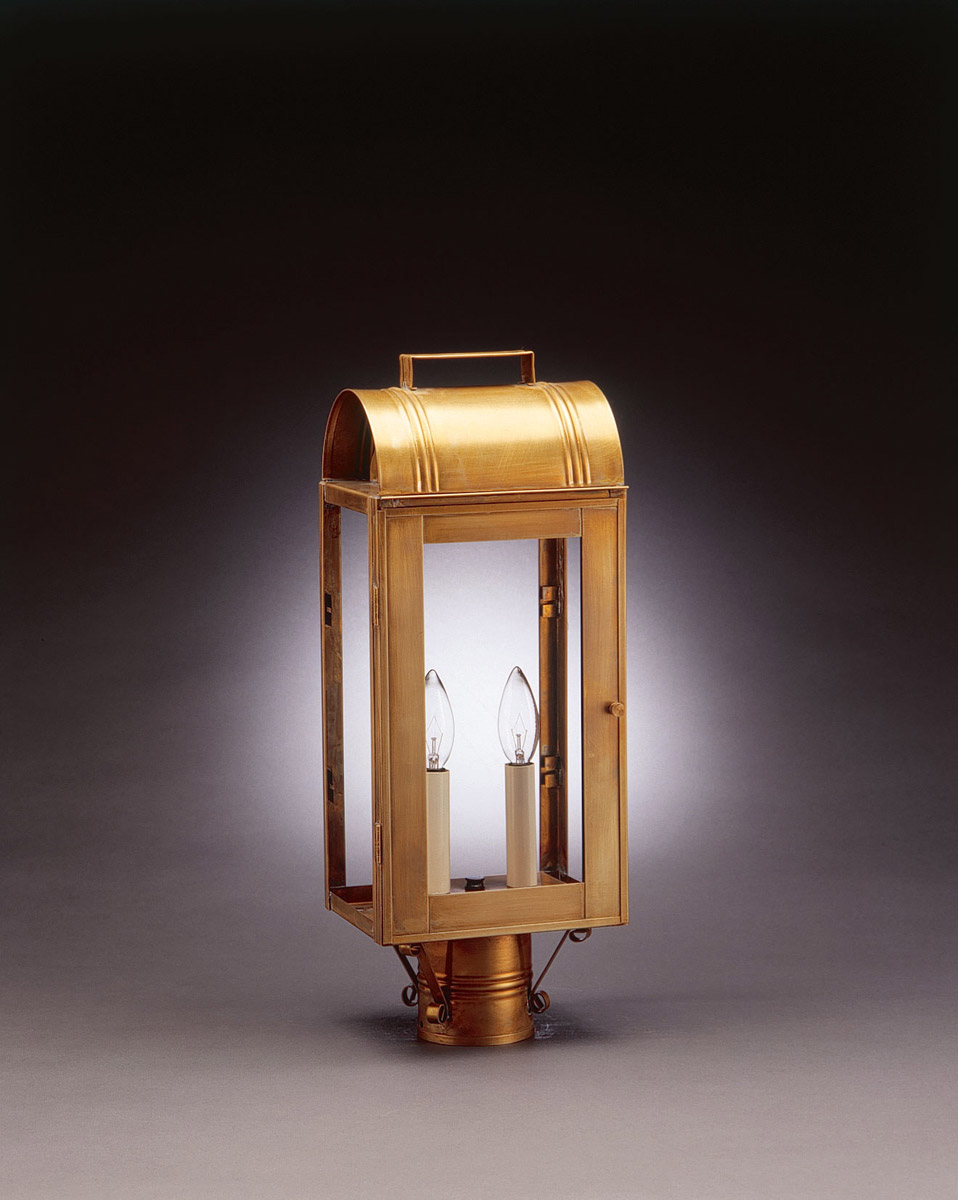 Livery 2 Light 19 inch Dark Antique Brass Post Lamp in Clear Seedy Glass
