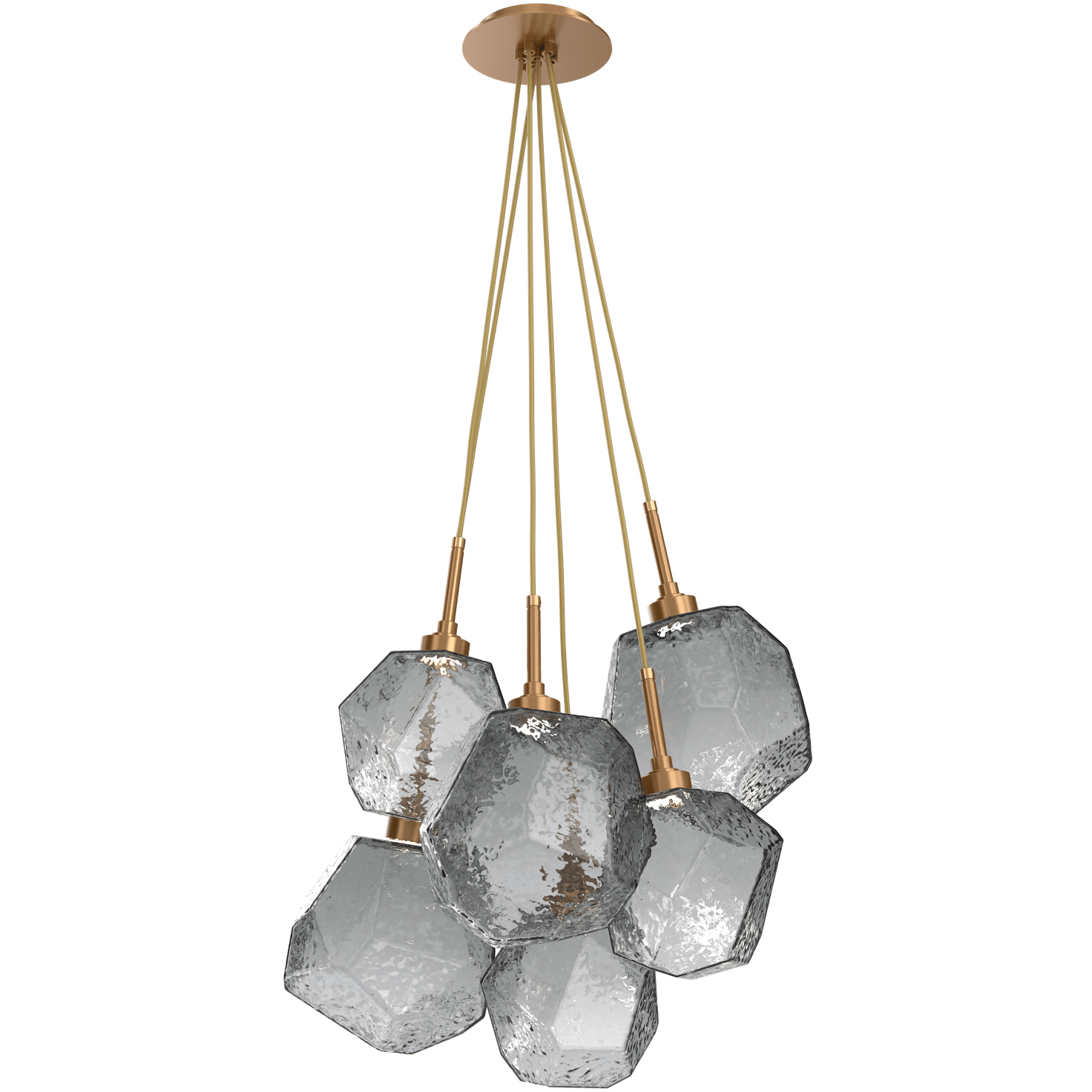 Gem LED 18 inch Novel Brass Chandelier Ceiling Light in Smoke, 2700K LED, Cluster