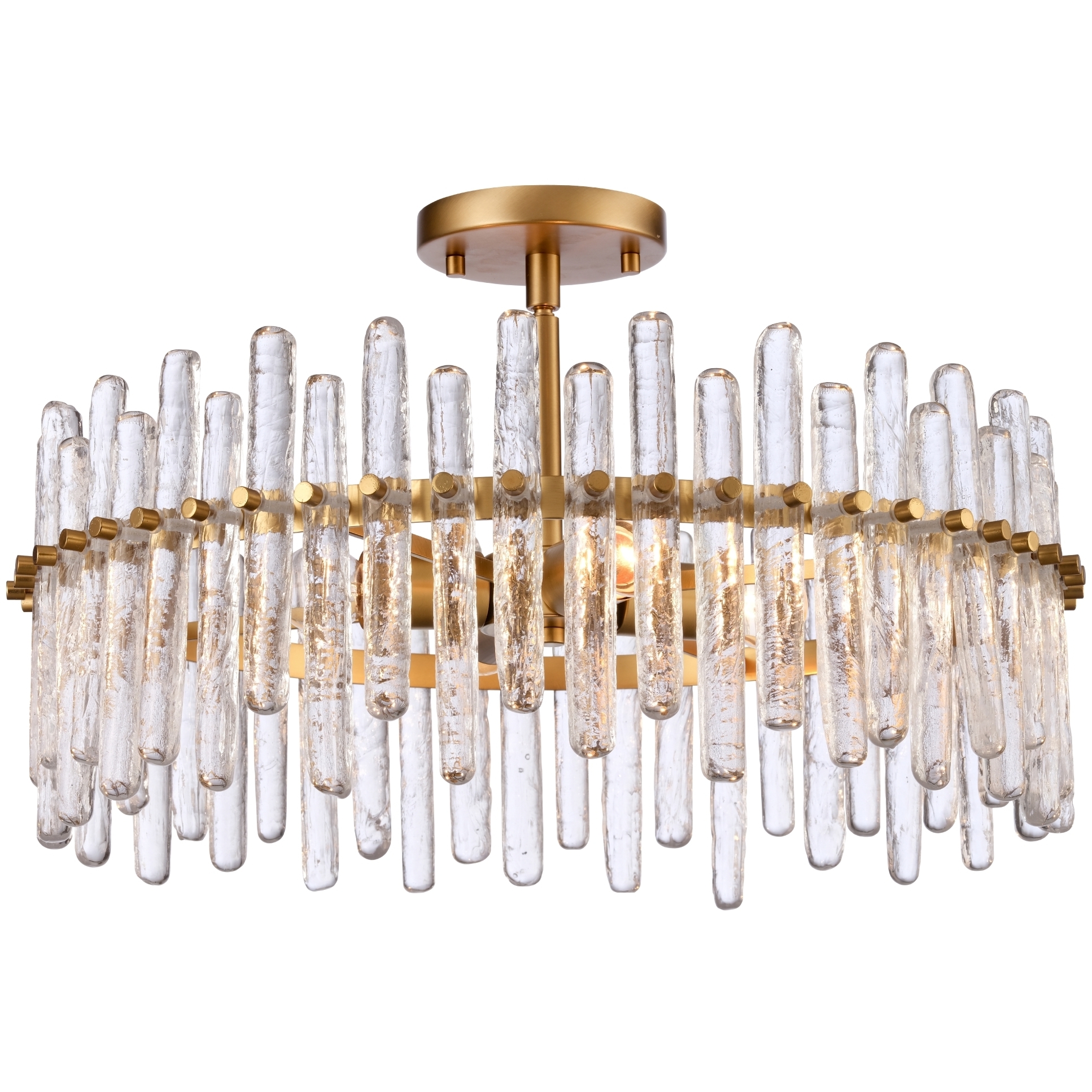Icicles 4 Light 21 inch Satin Brass Semi Flush Ceiling Light