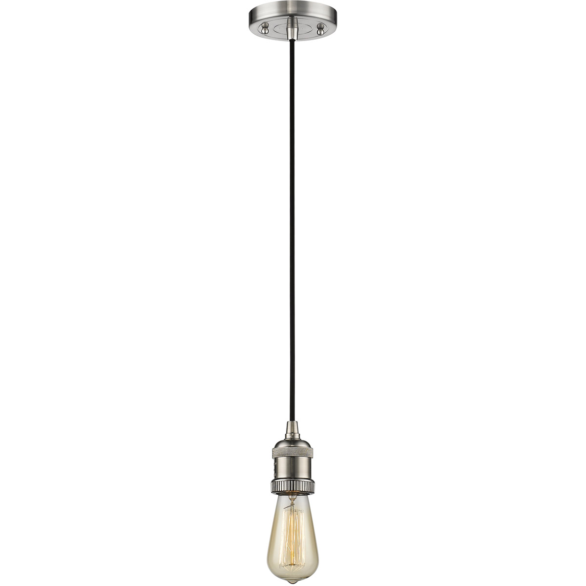 Franklin Restoration Bare Bulb 1 Light 2 inch Brushed Satin Nickel Mini Pendant Ceiling Light, Franklin Restoration