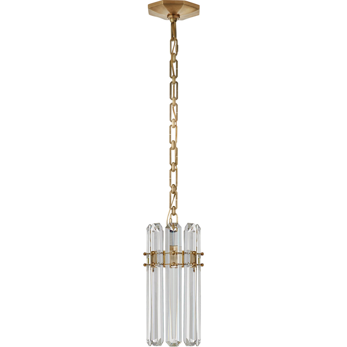 AERIN Bonnington 1 Light 7.25 inch Hand-Rubbed Antique Brass Pendant Ceiling Light in Crystal, Small