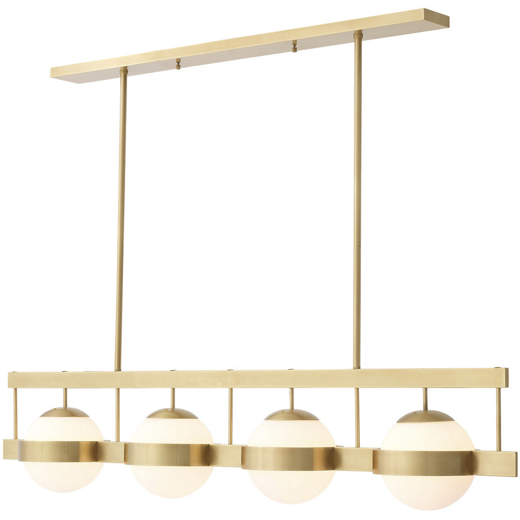 Biba 4 Light 8.66 inch Antique Brass and White Glass Chandelier Ceiling Light