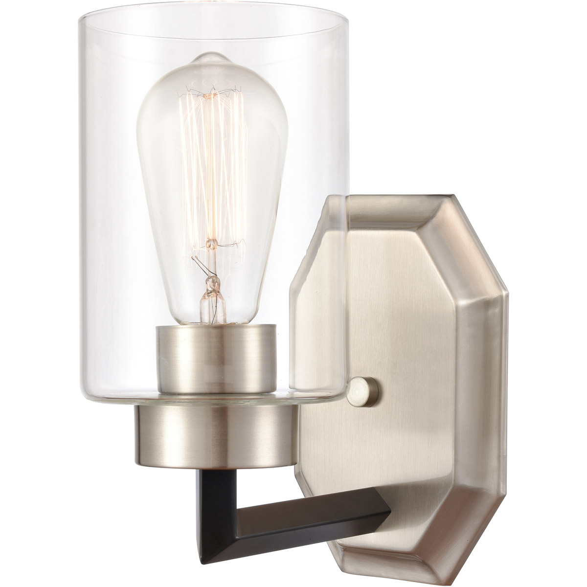 Mila LED 4.38 inch Black Satin Nickel Sconce Wall Light in Clear Glass
