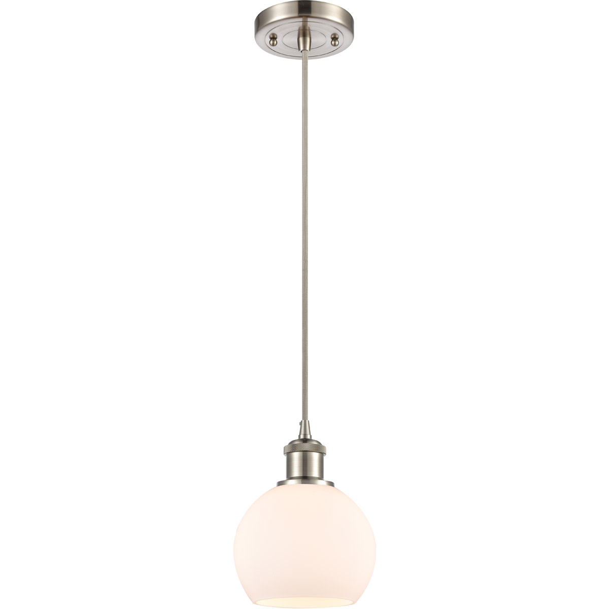 Ballston Athens 1 Light 6 inch Brushed Satin Nickel Mini Pendant Ceiling Light in Matte White Glass