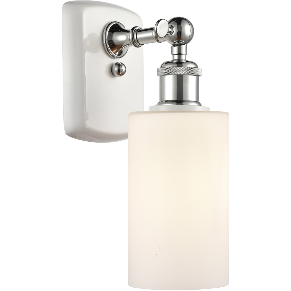 Ballston Clymer 1 Light 4 inch White and Polished Chrome Sconce Wall Light in Matte White Glass, Ballston