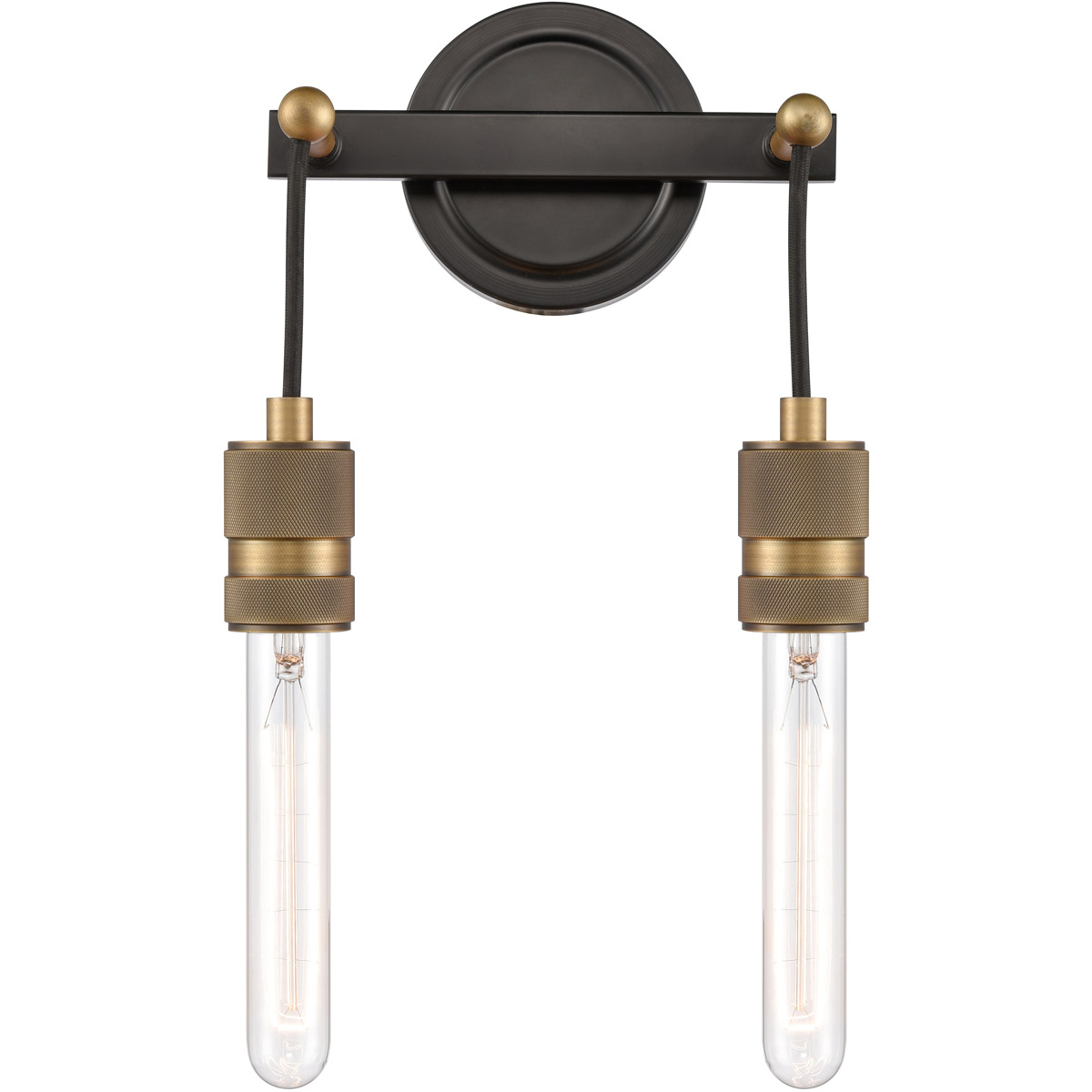 Restoration Ellis 2 Light 9 inch Black Antique Brass Bath Vanity Light Wall Light