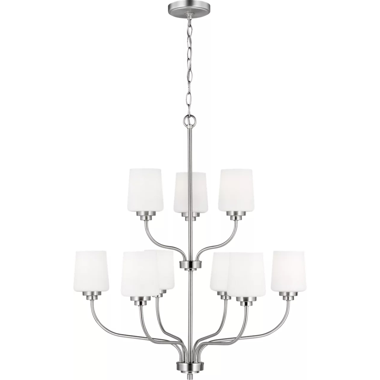 Windom 9 Light 28 inch Brushed Nickel Chandelier Ceiling Light