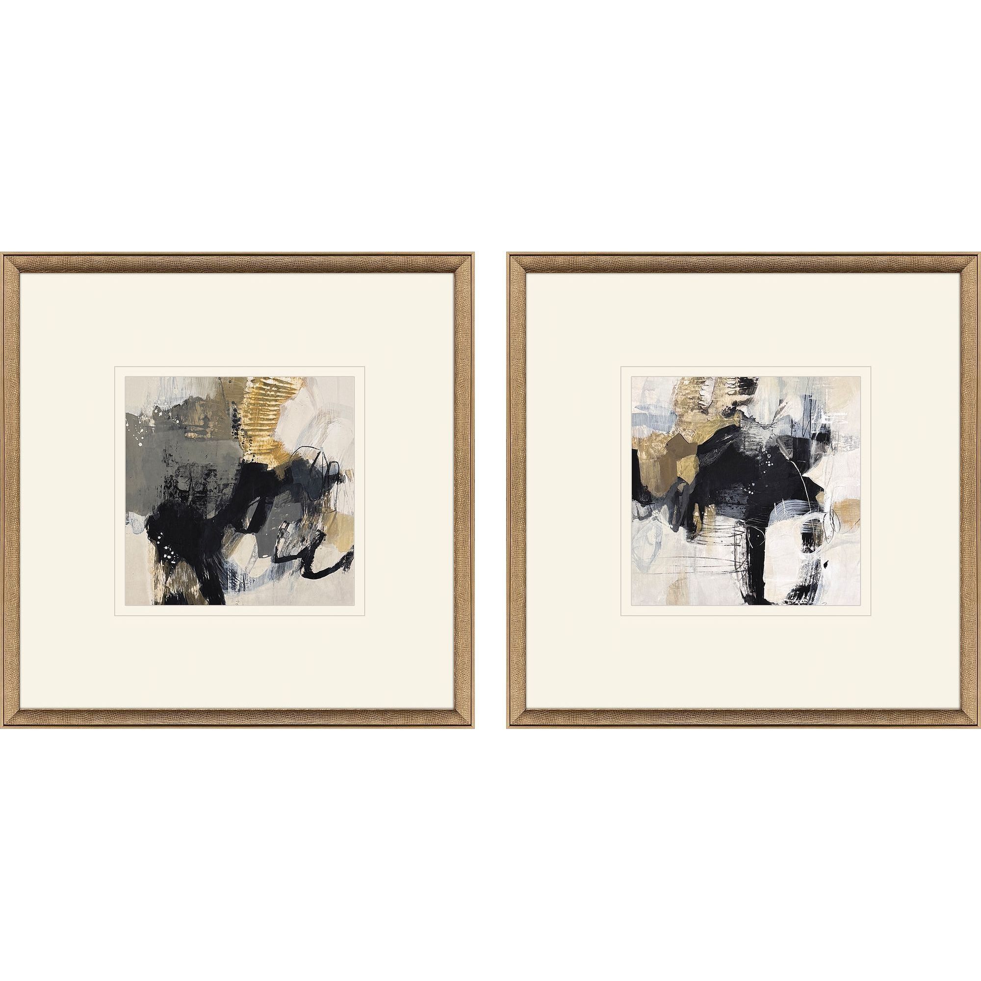 Peaceful Challenge Black and Beige and Metallic Framed Art, The Studio
