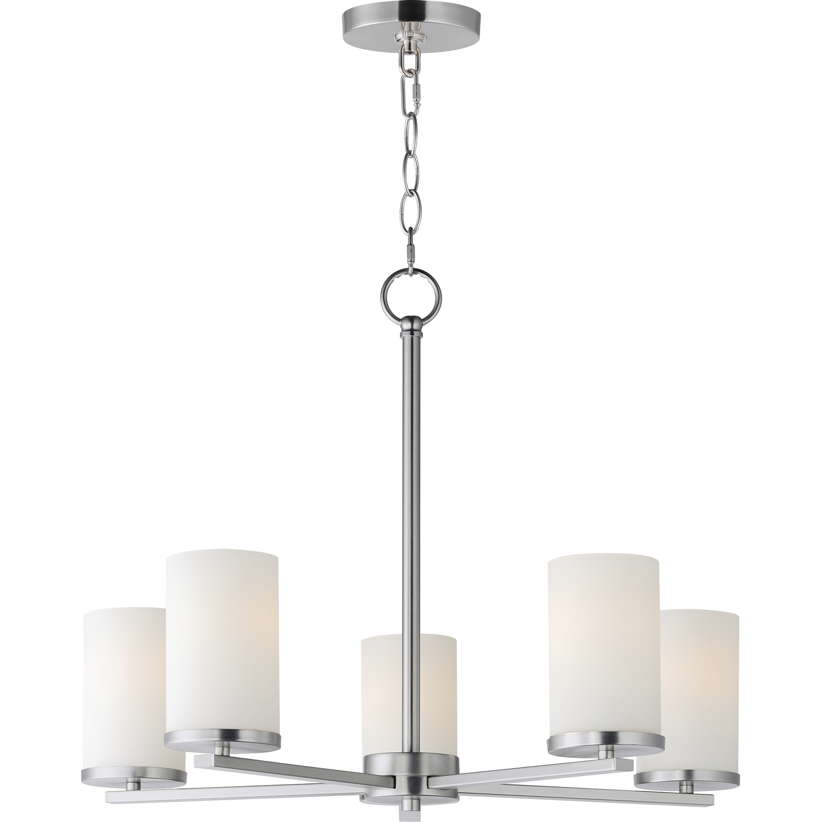 Lateral 5 Light 24 inch Satin Nickel Chandelier Ceiling Light in Satin White