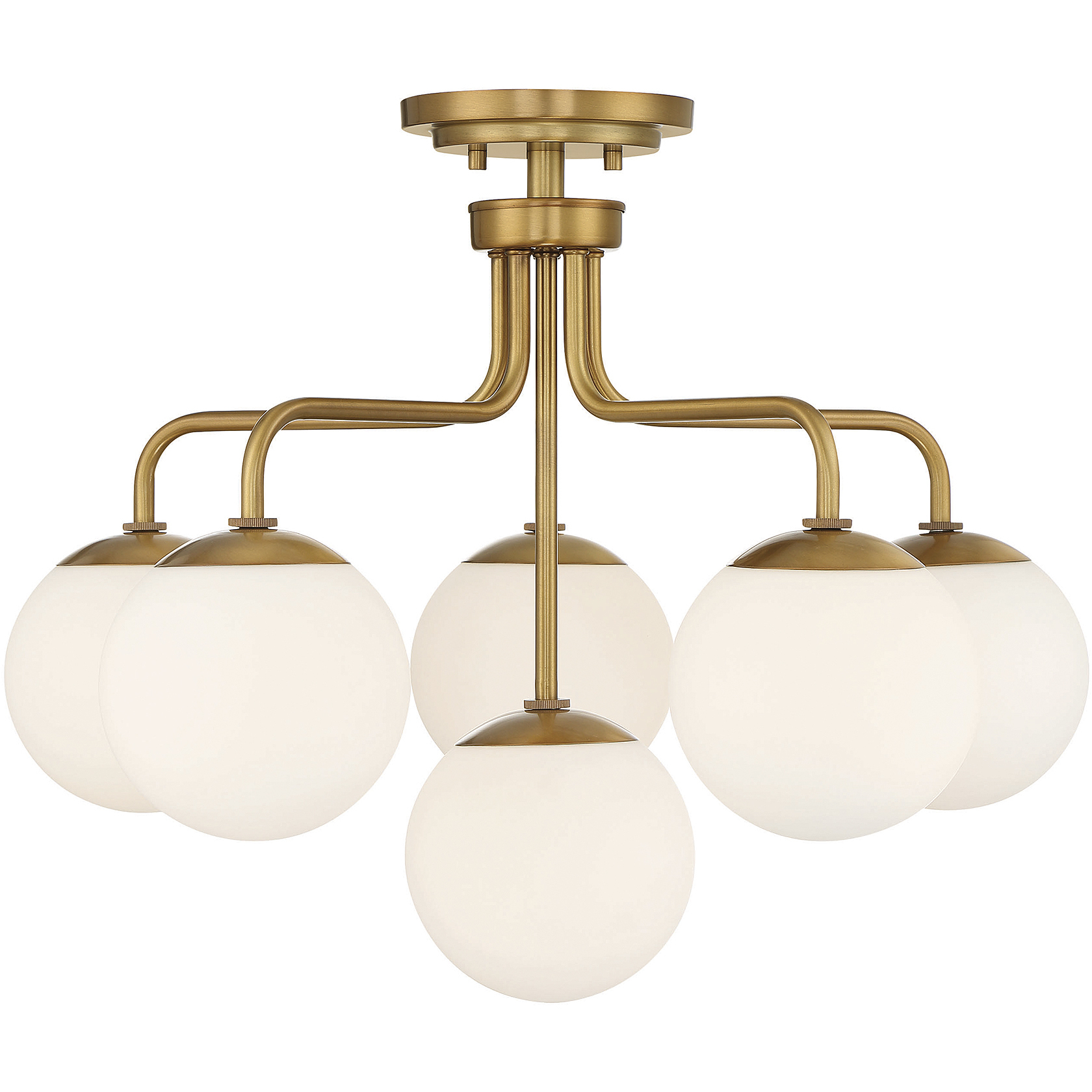 Marco 6 Light 24 inch Warm Brass Semi-Flush Ceiling Light, Essentials