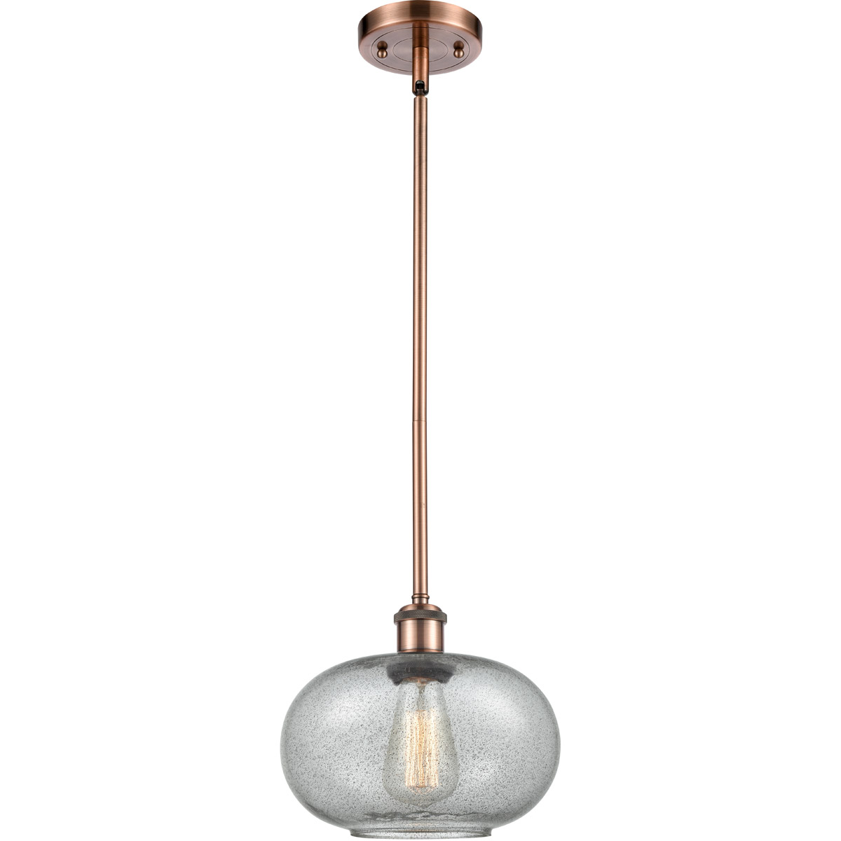 Ballston Gorham 1 Light 9.5 inch Antique Copper Pendant Ceiling Light in Charcoal Glass, Ballston