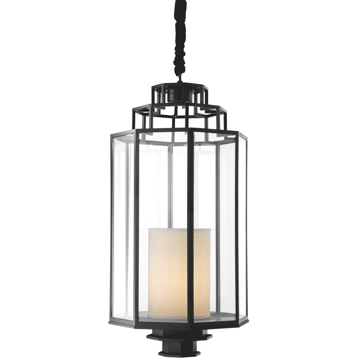 Monticello 1 Light 15.75 inch Black and Clear Glass Pendant Ceiling Light, Large
