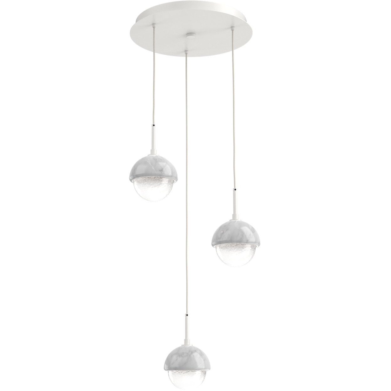 Cabochon LED 18.2 inch Salt White with White Marble Multi-Pendant Ceiling Light in 3000K LED, White Linen
