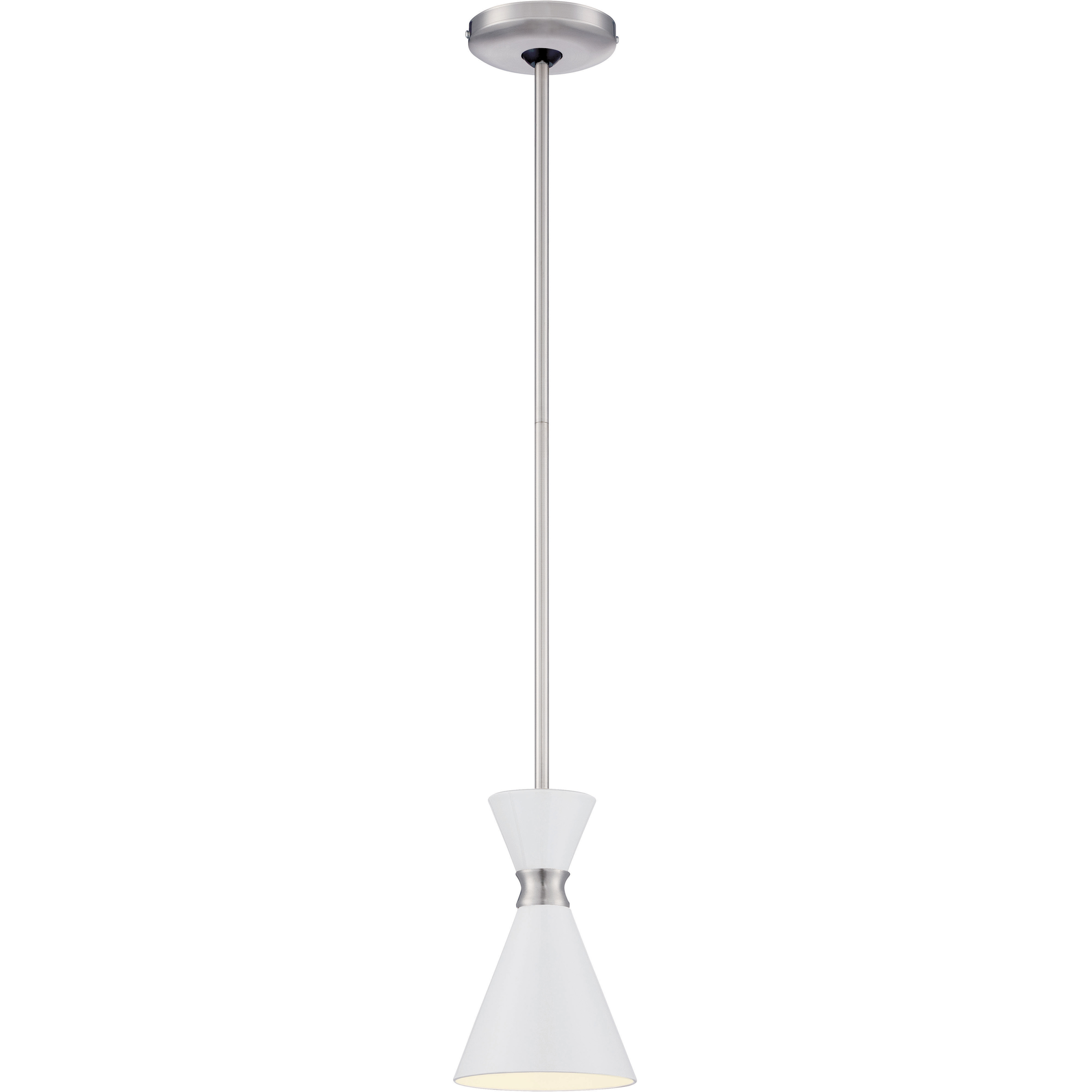 Conic 1 Light 5.5 inch Glitter Gloss White Mini Pendant Ceiling Light