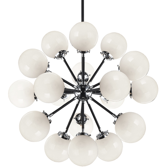 Soleil 18 Light 31.7 inch Chrome Chandelier Ceiling Light in Chrome and Opal Glass