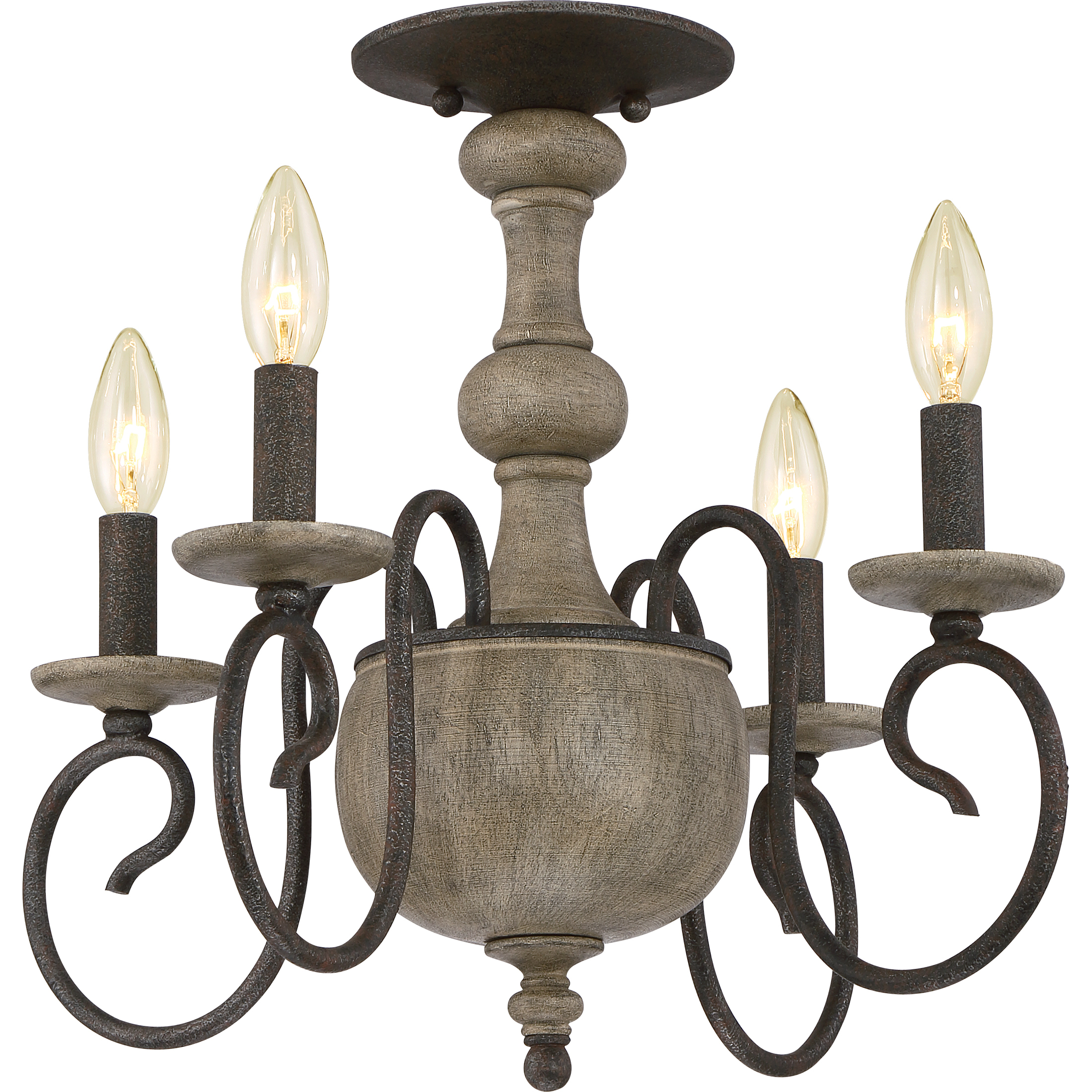 Castile 4 Light 18 inch Rustic Black Semi-Flush Mount Ceiling Light