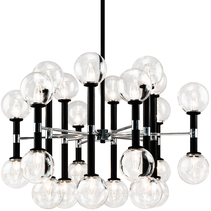 Stellar 24 Light 30 inch Black Chandelier Ceiling Light in Black and Clear