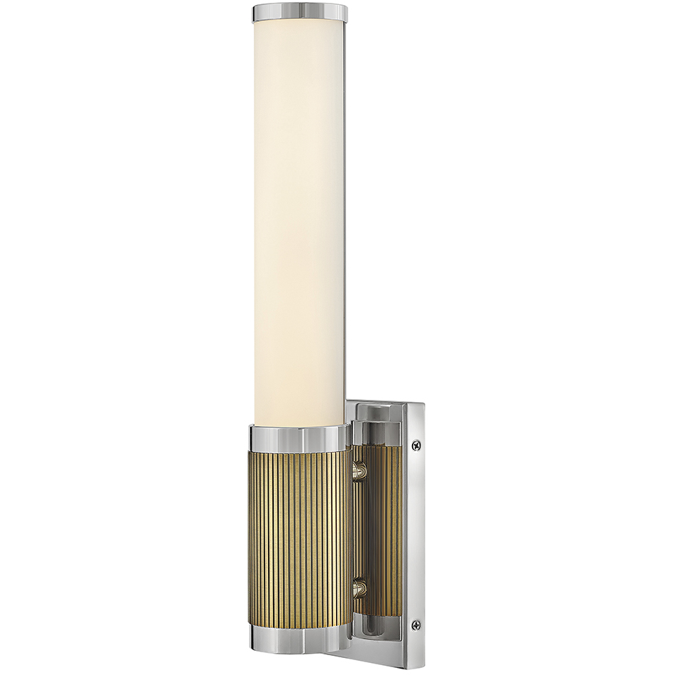 Zevi LED 5 inch Polished Nickel with Lacquered Brass Vanity Light Wall Light, Vertical