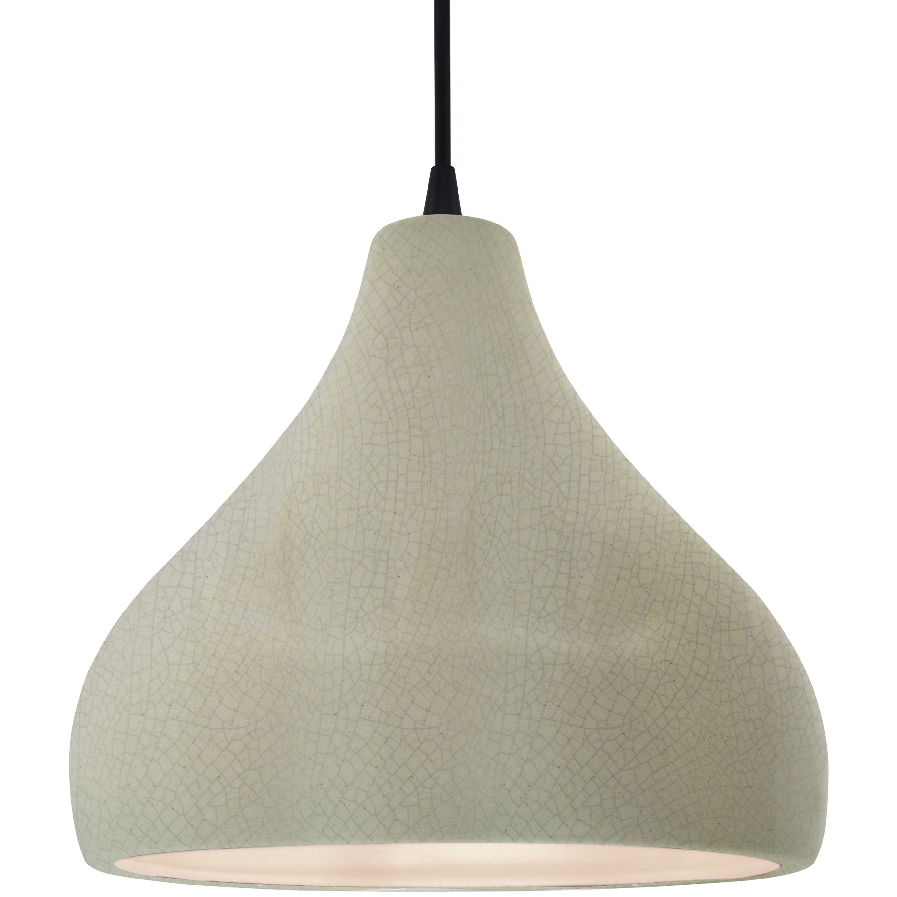 Radiance LED 13.5 inch Celadon Green Crackle and Matte Black Pendant Ceiling Light