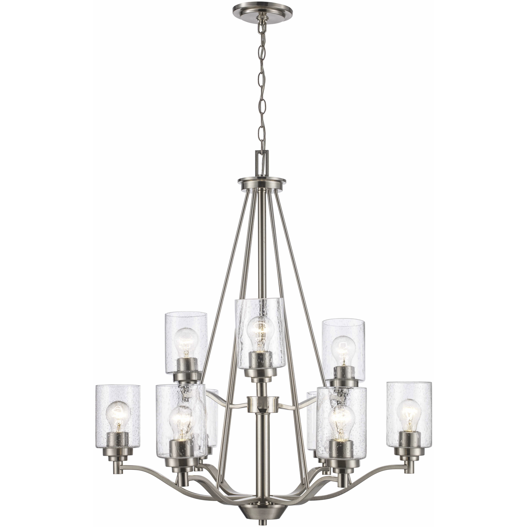 Mod Pod 9 Light 29.3 inch Brushed Nickel Chandelier Ceiling Light