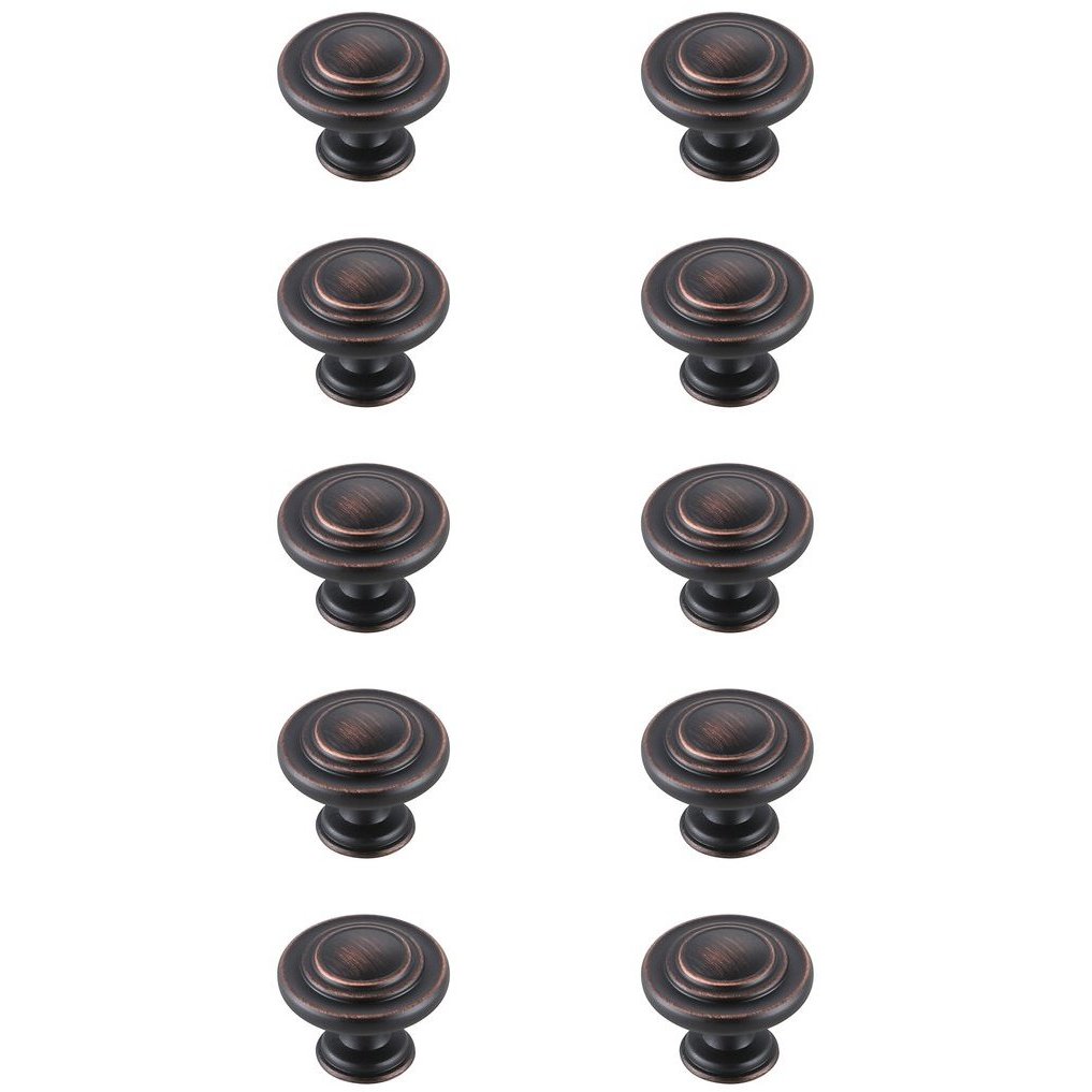 Minu Oil-Rubbed Bronze Hardware Cabinet Knob, Set of 10