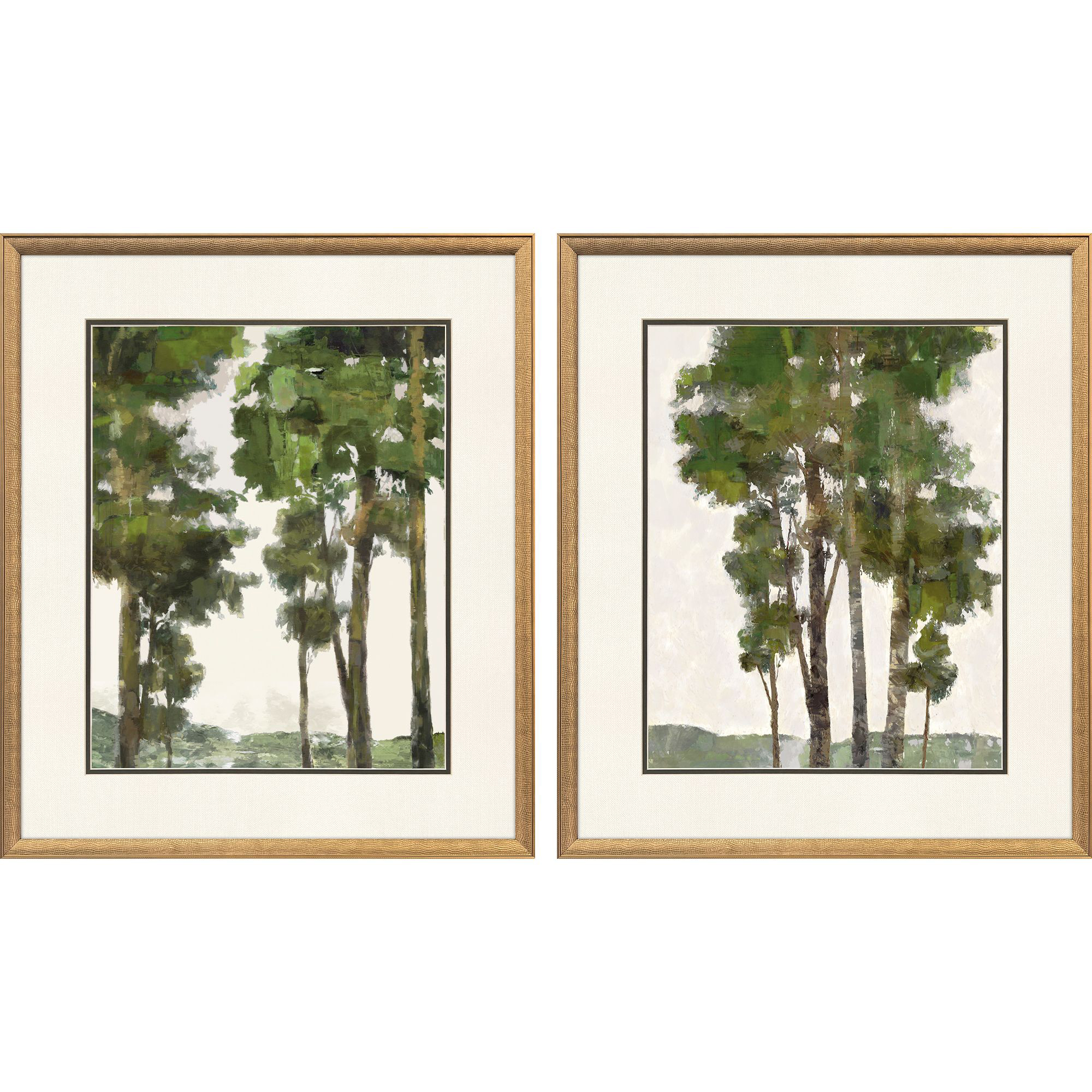 Tree Canopy Green and Beige and Brown and Neutral Framed Art