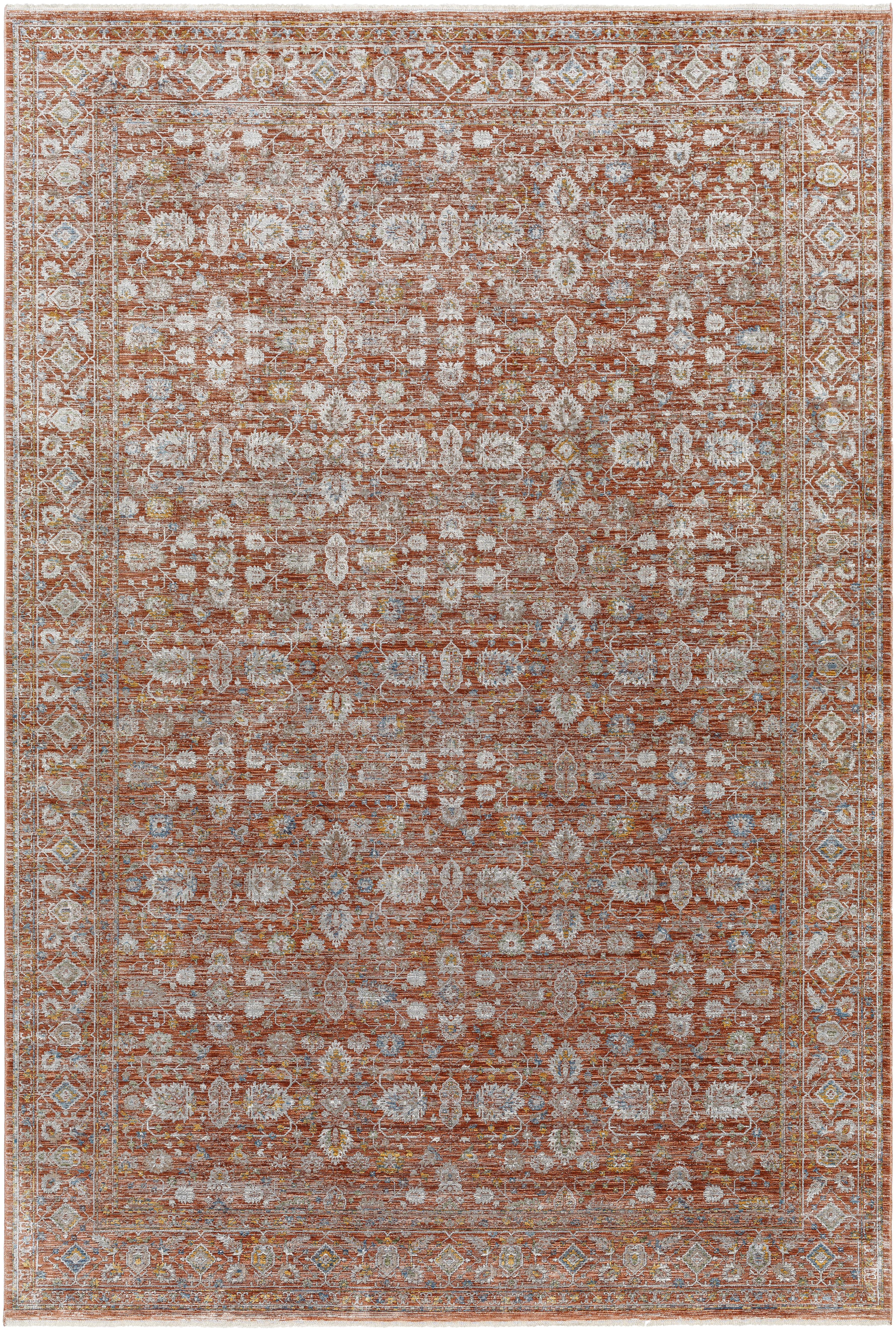 Isfahan 60 X 38 inch Brick Red Rug, Rectangle