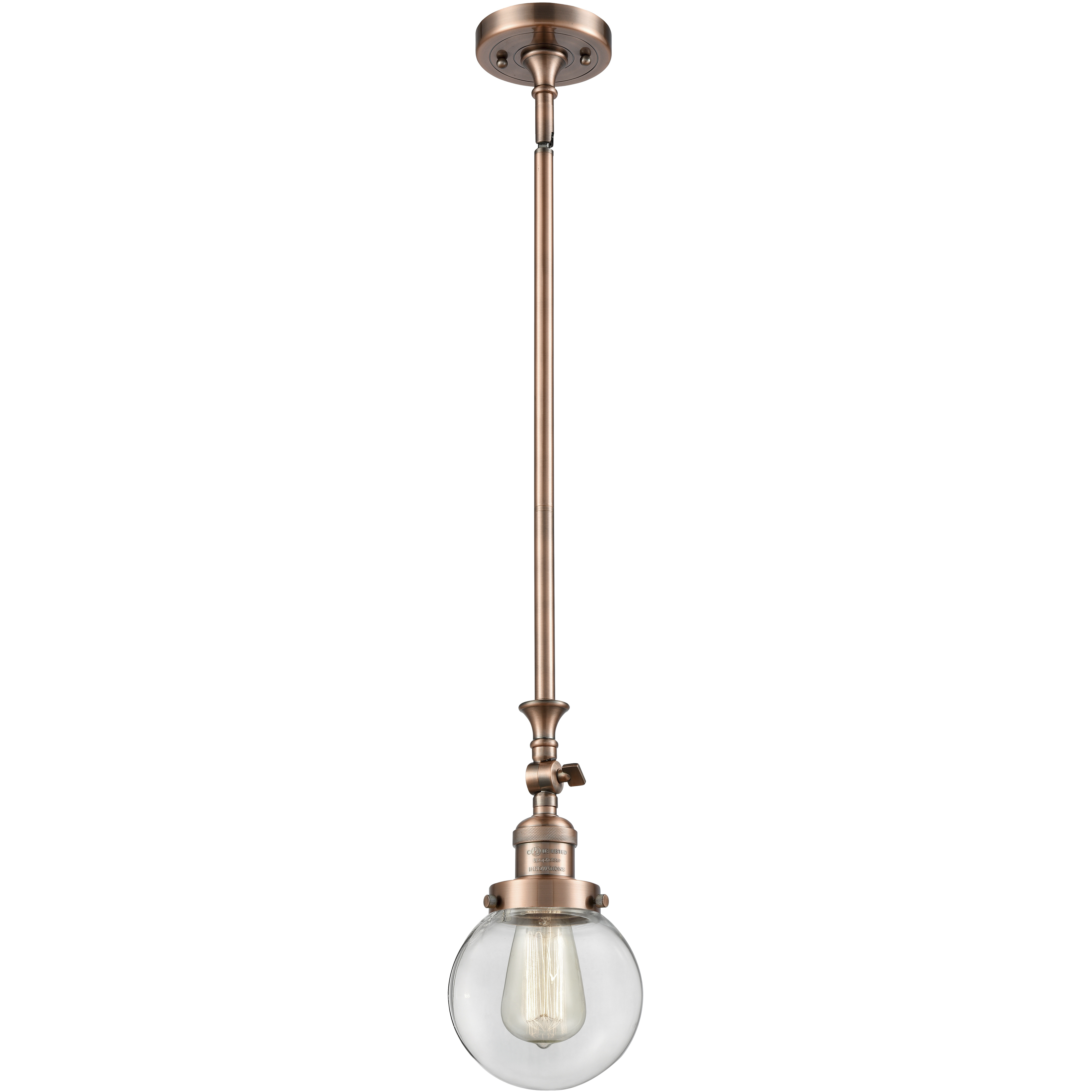 Franklin Restoration Beacon 1 Light 6 inch Antique Copper Mini Pendant Ceiling Light in Incandescent, Clear, Franklin Restoration