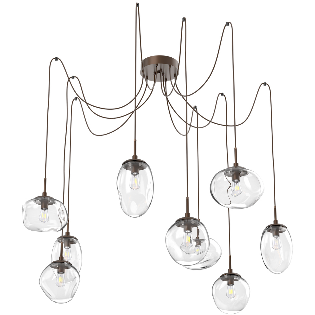 Cosmos 9 Light 17 inch Burnished Bronze Swag Multi-Pendant Ceiling Light in Clear