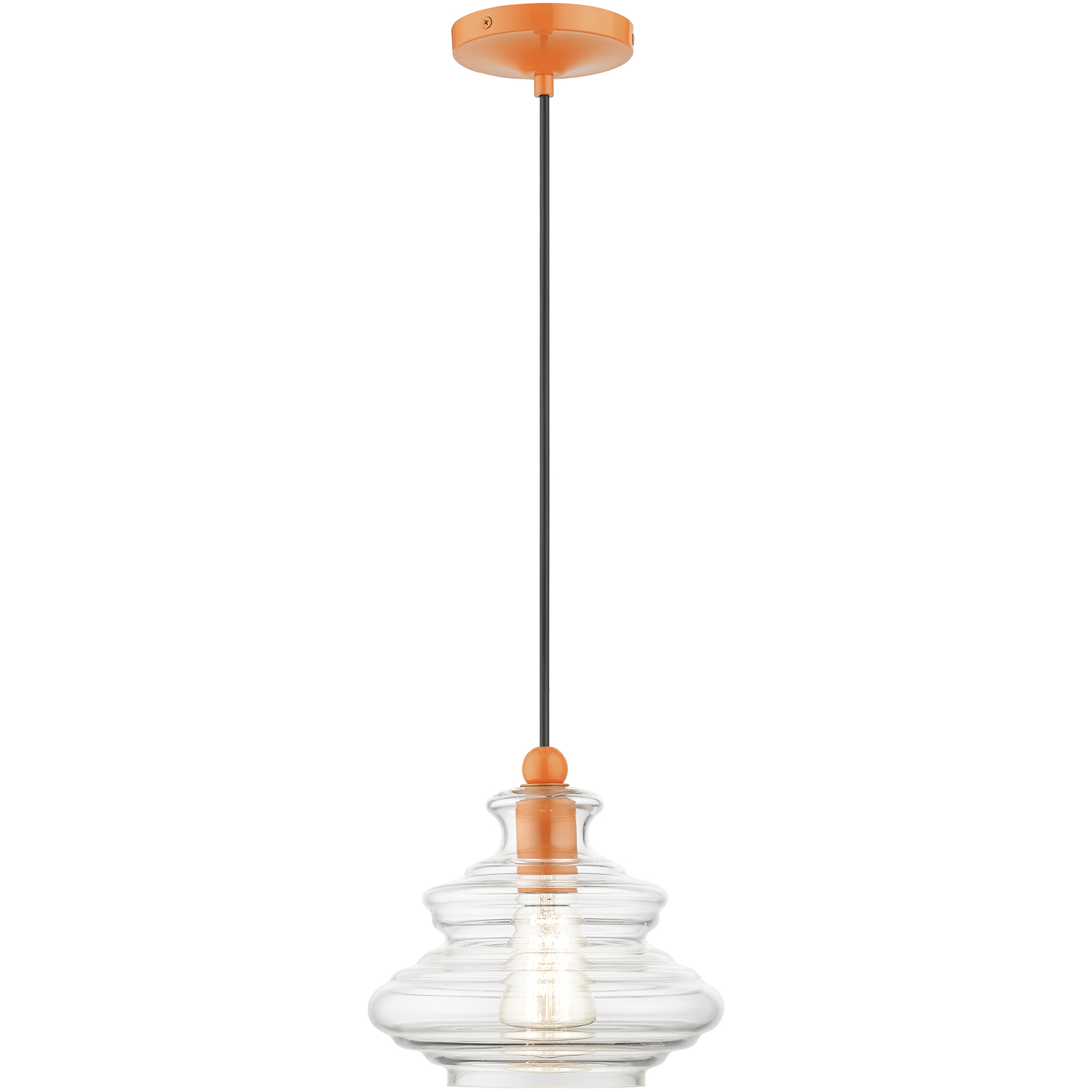 Everett 1 Light 9 inch Shiny Orange Pendant Ceiling Light