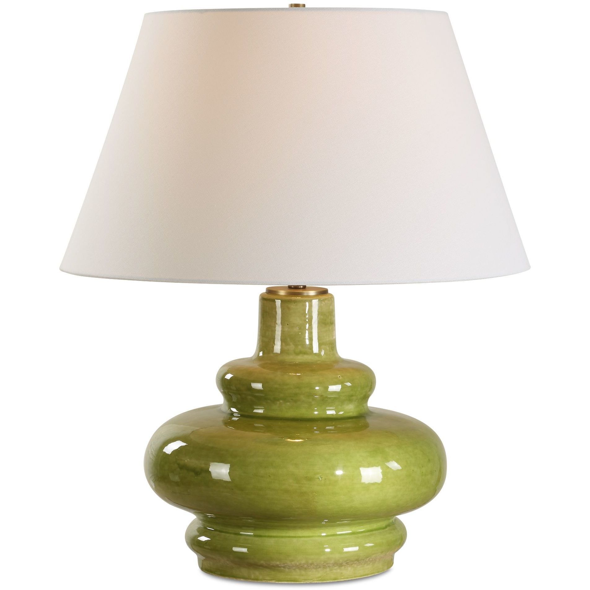 Penny 25.5 inch 150 watt Moss Green Glaze and Brass Table Lamp Portable Light