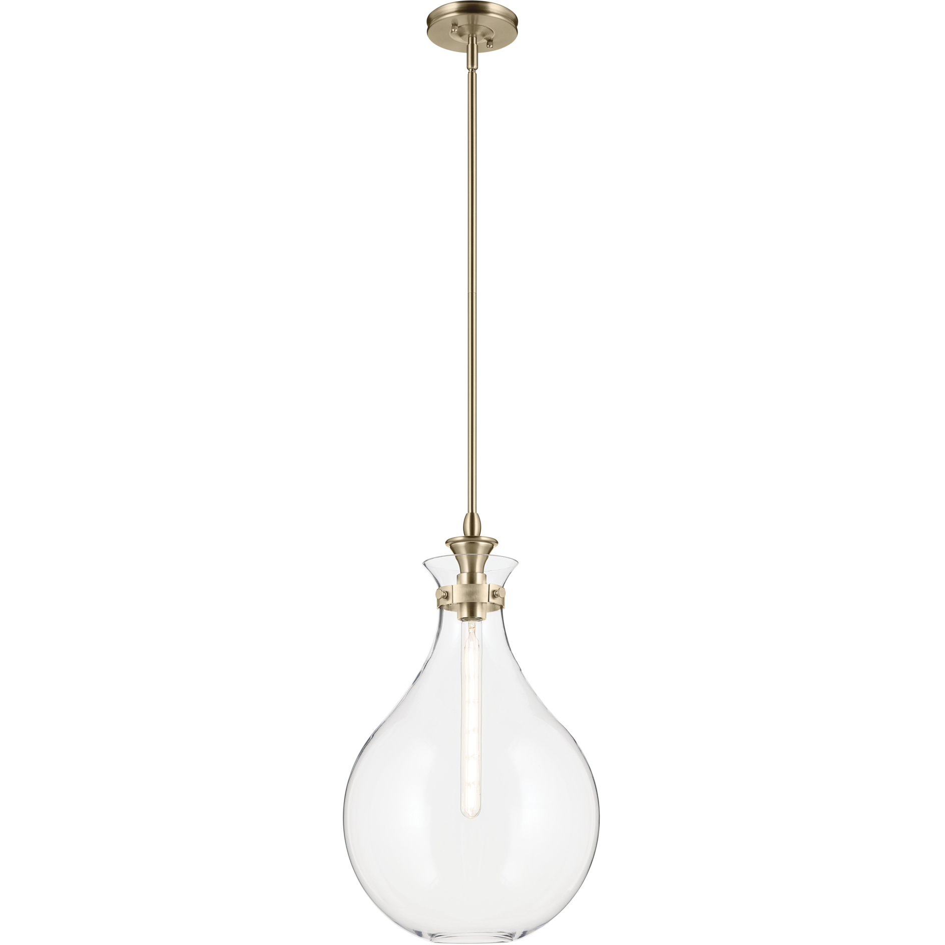 Laria 1 Light Champagne Bronze Pendant Ceiling Light in Clear