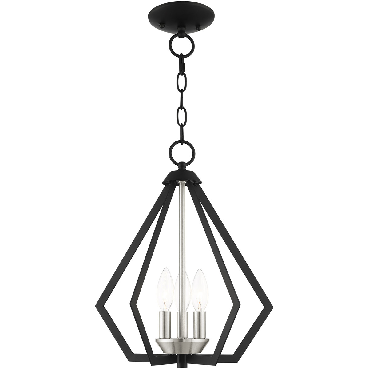 Prism 3 Light 14 inch Black with Brushed Nickel Cluster Convertible Small Pendant/Small Semi-Flush Ceiling Light