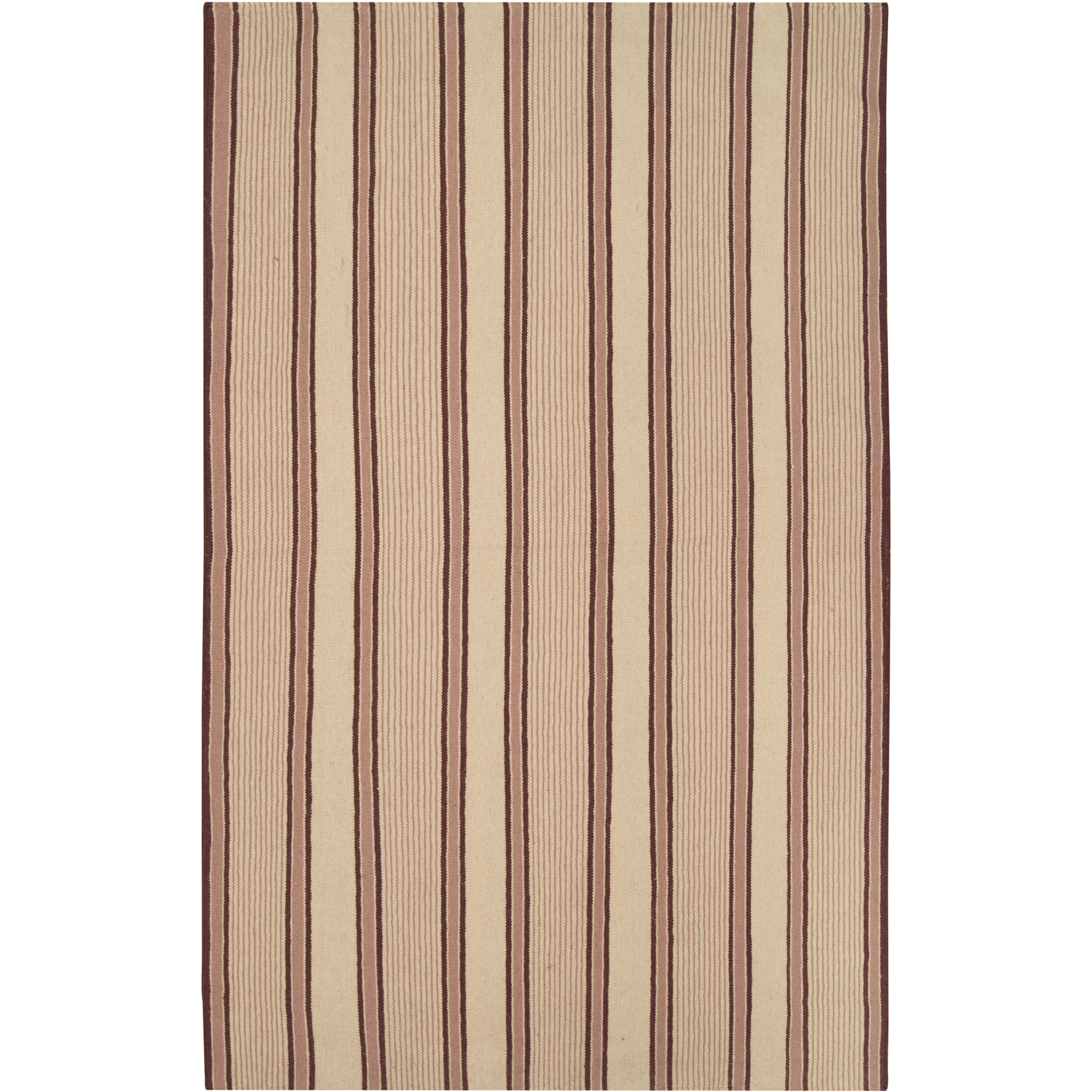 Farmhouse Stripes 66 X 42 inch Beige, Rose, Burgundy Rug