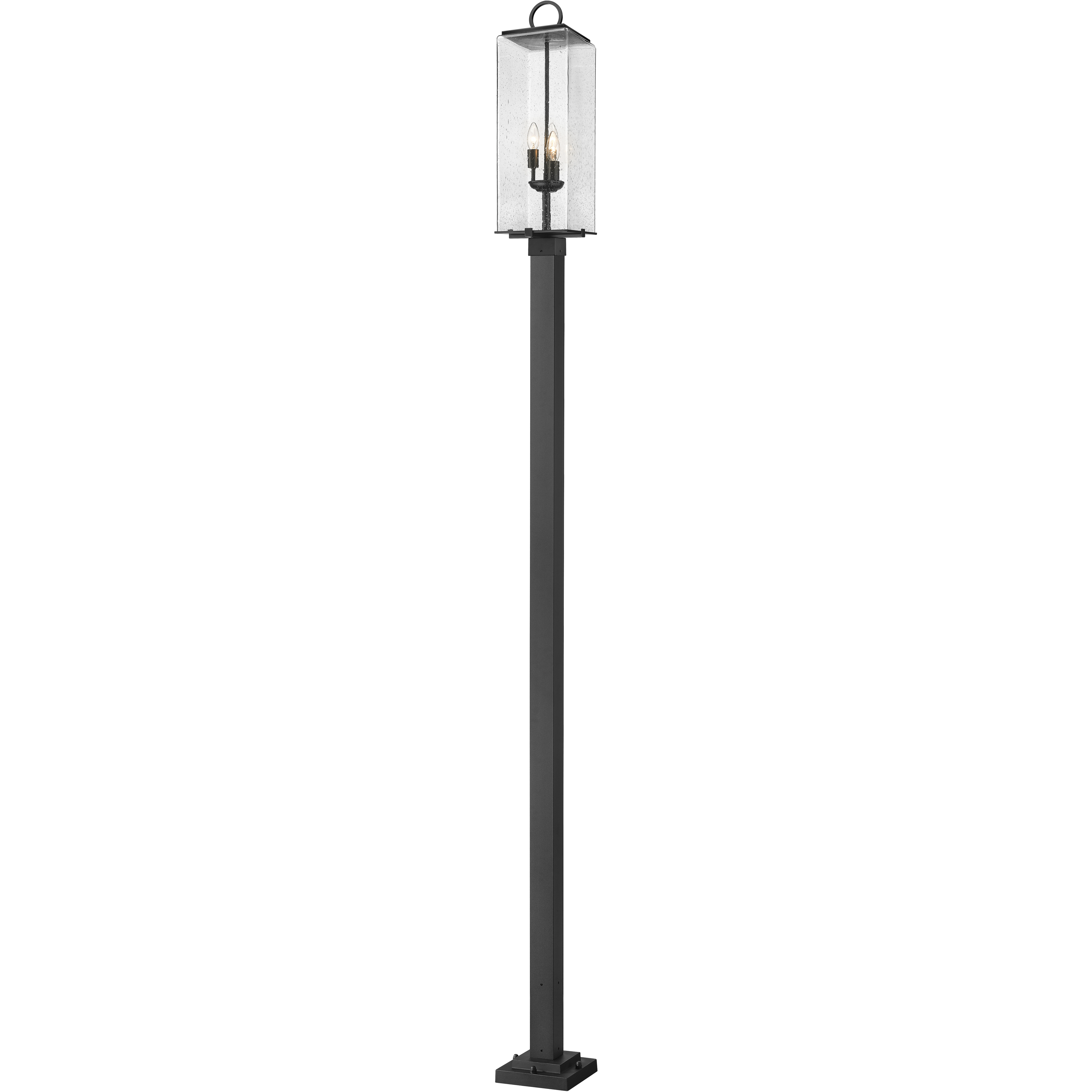 Sana 3 Light 120.25 inch Black Outdoor Post Mounted Fixture in Seedy Glass
