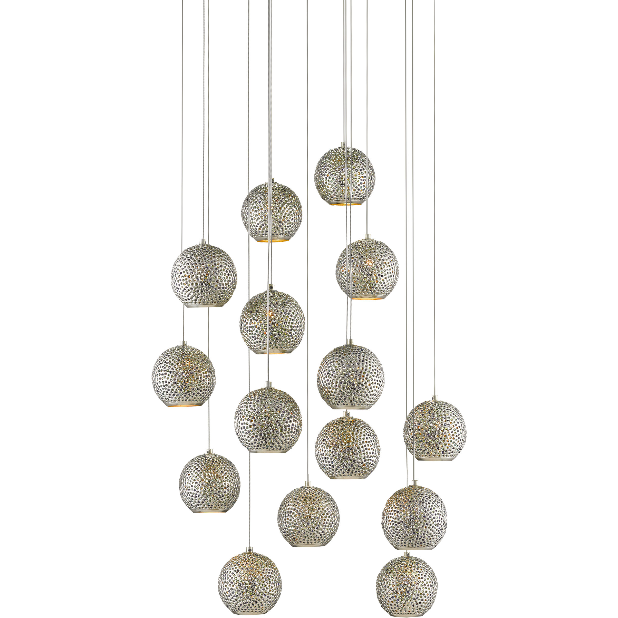 Giro 15 Light 24 inch Nickel Multi-Drop Pendant Ceiling Light